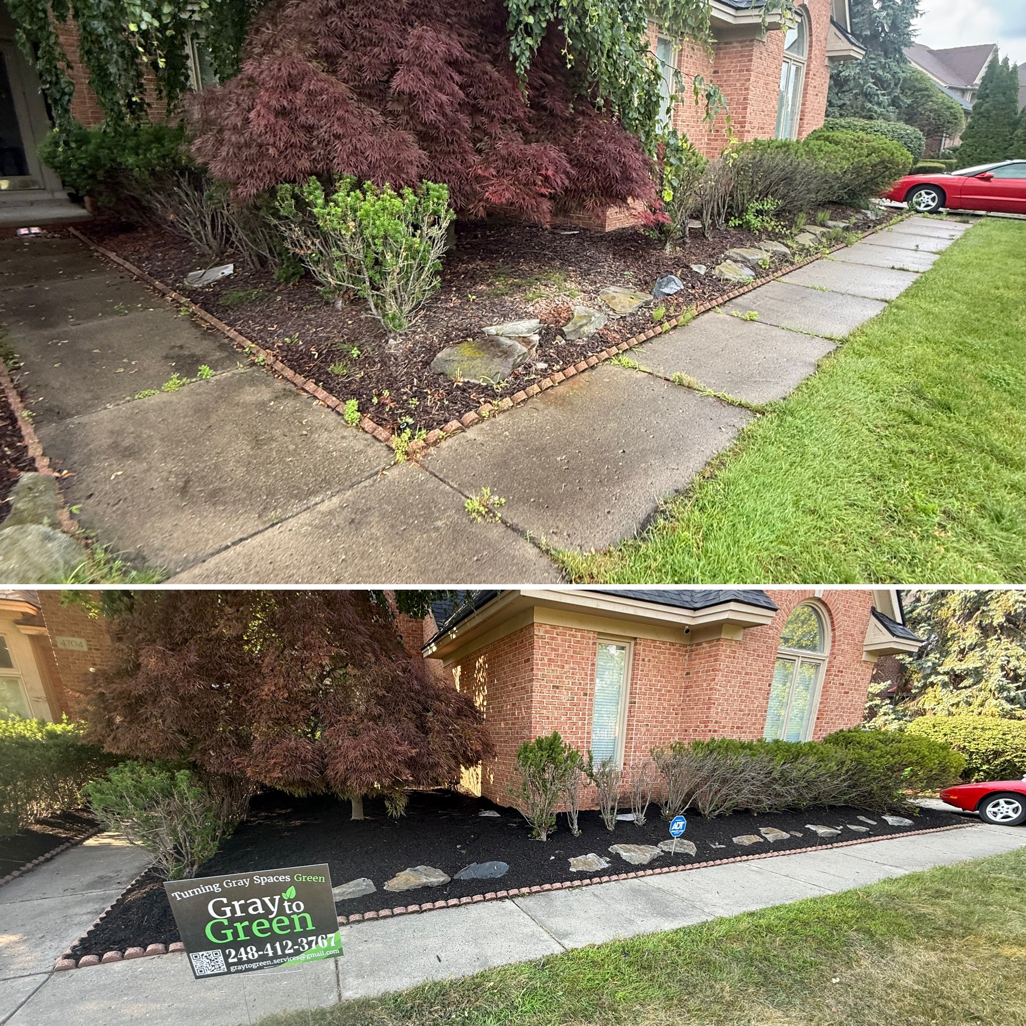 Pink gravel bed weed cleanup and refresh