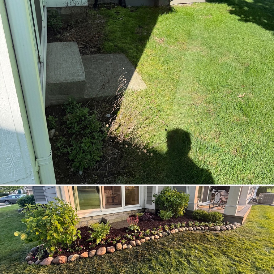 Front bed weed removal and mulch refresh